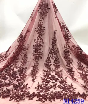 

Latest African Lace Fabric 2020 High Quality Lace French Handmade Lace Fabric Nigerian Lace Fabrics For Wedding Dress NI4259-4