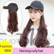 MUMUPI волосы 24 дюймов длинные волнистые/прямые синтетические волосы парик с шляпой горячий стиль черный цвет для женщин высокая температура