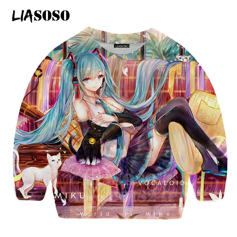 LIASOSO детей толстовки 3D принт аниме девочка Hatsune Толстовка Miku в уличном стиле для детей мальчиков и девочек Повседневное Топ для маленьких детей, свитер для подростков B174-23 - Цвет: 6