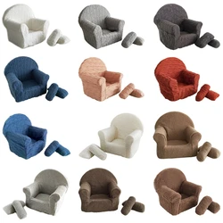 Mini canapé et fauteuil pour nouveau né, ensemble de 3 pièces, coussins, accessoires de photographie pour nourrissons 