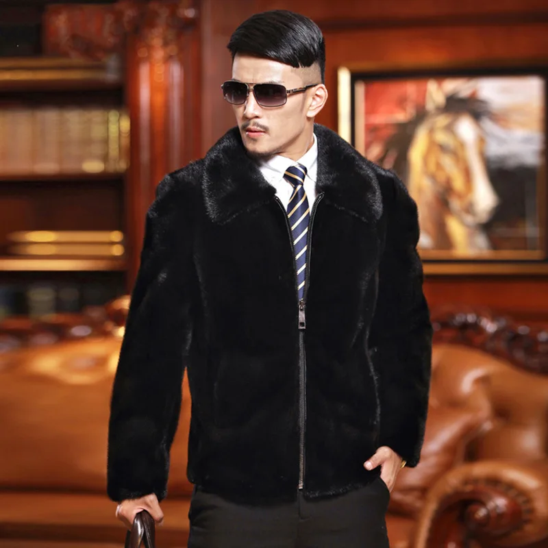 

Men's fur coat mink-like clothes leisure jacket leather coat mink-like coat men's style