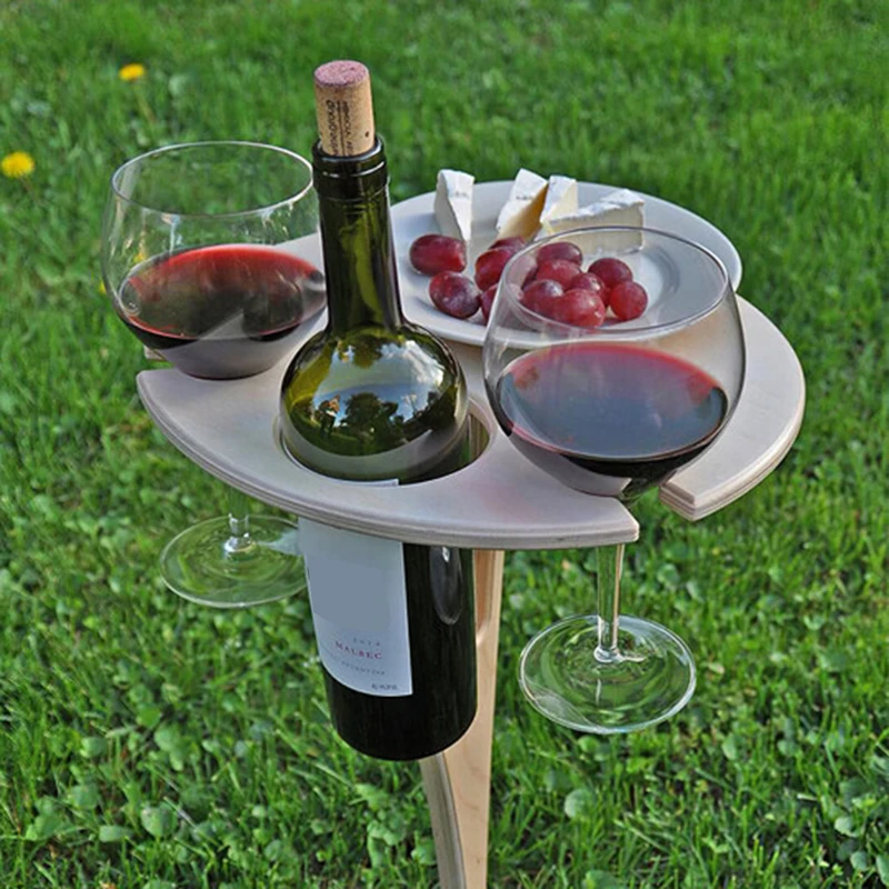 Outdoor Portable Wine Table Foldable Round Desktop Garden Furniture Table Mini Wooden Picnic Table Salon De Jardin Exterieur