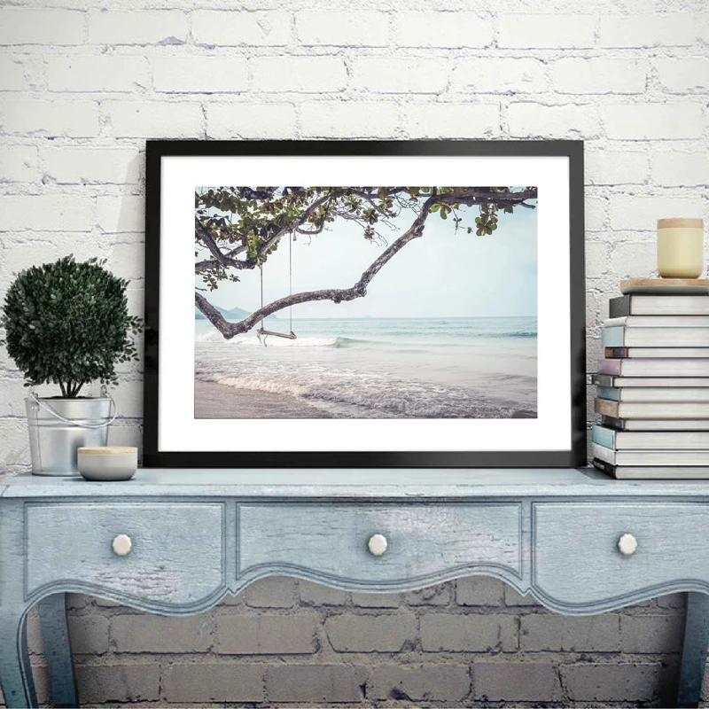 Beach-Swing-Black-White-Photography-Poster-Coastal-Decor-Beach-Sea-Side-Landscape-Painting-Wall-Art-Canvas (3)