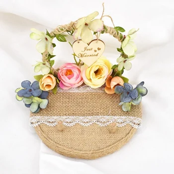 

Free Shipping Custom Engraved Ring Holder, Custom Personal Name, Wood and Burlap Wedding Ring Bearer, Wedding Box for Rings