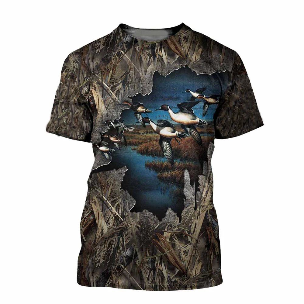 0-Camouflage Jungle Hunting Duck 3D Print T-Shirt Fashion Summer Casual Men's t shirt Funny Women Tee Streetwear Harajuku Clothing (2)