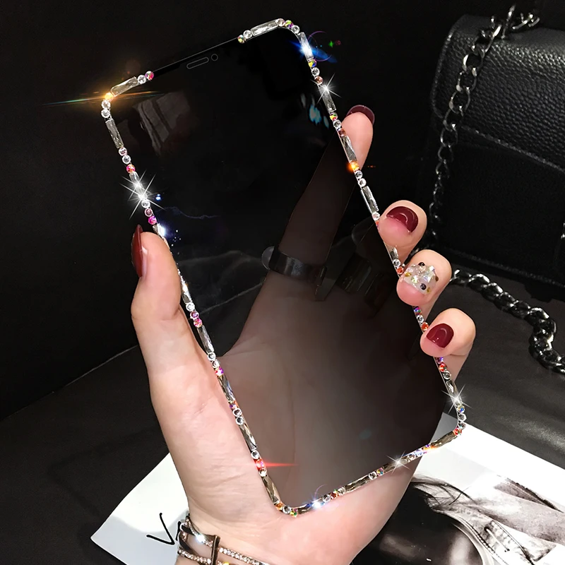 

Rhinestone Anti Peeping Tempered Glass Film For iPhone X XR XS 14 13 12 11 Pro Max 7 8 Plus SE2 Diamond Privacy screen protector