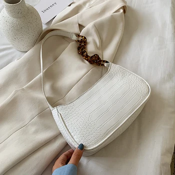

Crocodile pattern Designer Leather Women 2020 Handbags Acrylic Chains Shoulder Bags Lady Wrist Handbags PU Ladies Messenger Bags