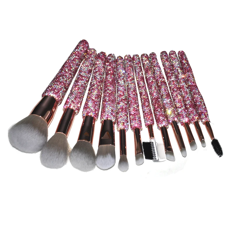 High-end Shiny Diamond 12 Makeup Brush Set Loose Powder Eye Shadow Brush Makeup Professional Full Set Tools Cosmetic Storage Box 6
