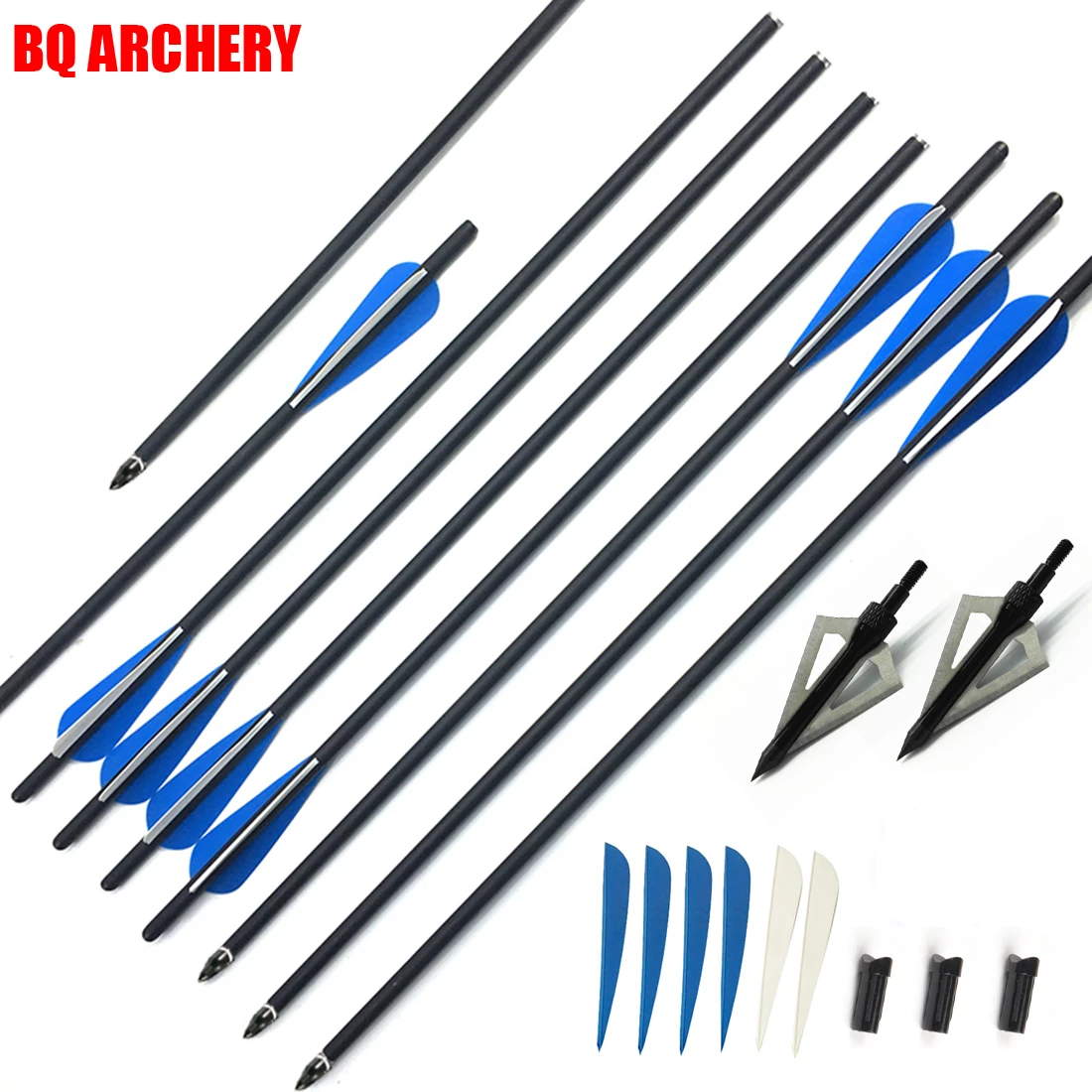 12pcs 16/20 Inch Crossbow Bolt Mix Carbon Arrow Replaceable Arrow 125gr