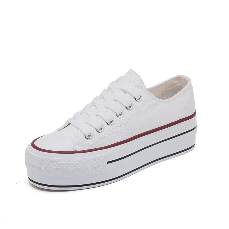 YHKLERZU/; женская парусиновая обувь; модная однотонная обувь белого цвета; унисекс; спортивная обувь для учащихся; повседневная обувь на платформе для пар - Цвет: White