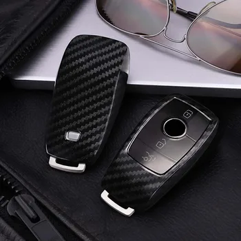 

1Pc Carbon Fiber Look Car Key Chain Case fob Cover Shell For Mercedes Benz E Class W213 E200 E200L E300 E300L