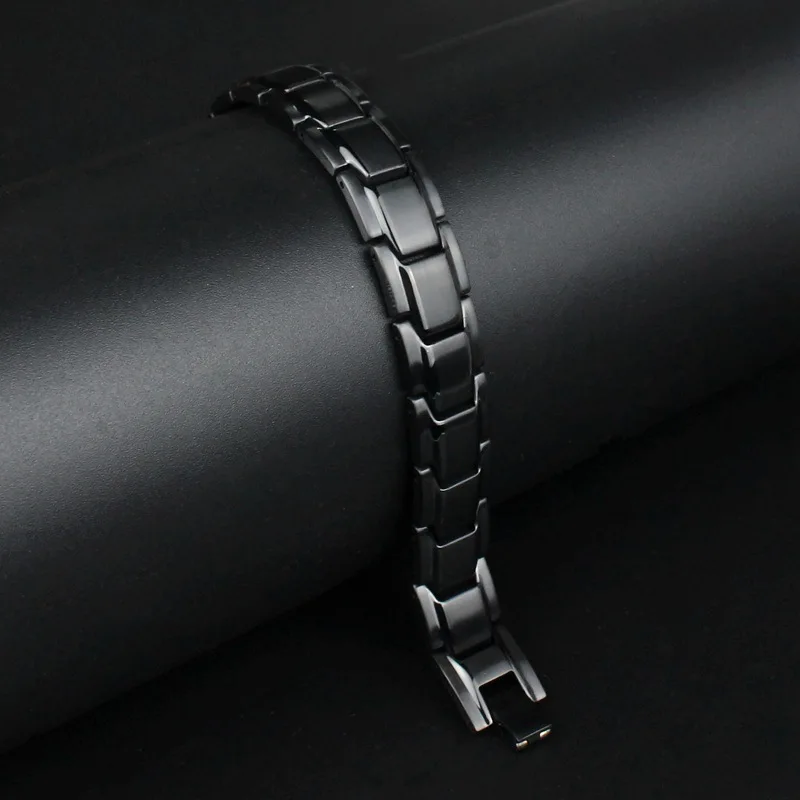 Здоровье магнитотерапия браслет для мужчин ювелирные изделия черный 316L нержавеющая сталь 4 браслеты из элементов и браслеты
