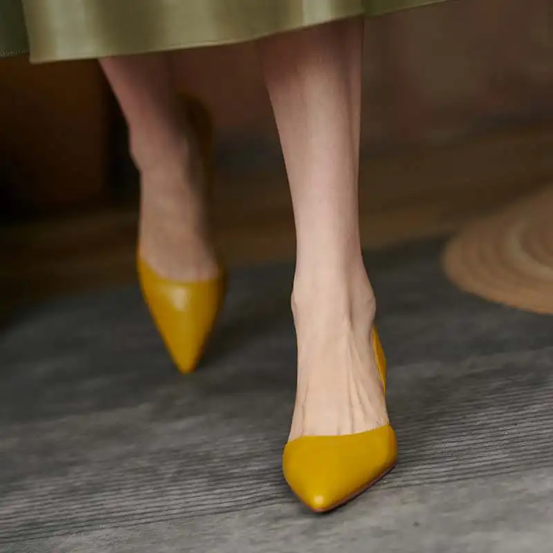Krazing Pot Full Grain Leather Colorful Pointed Toe Stiletto High Heels Slip On Fashion Shallow Sexy Wedding Wholesale Ins Pumps