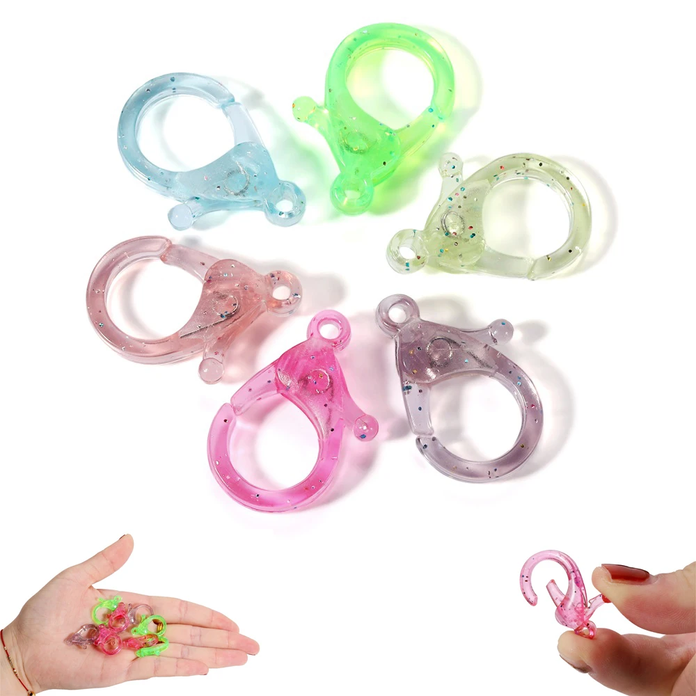 

30Pcs/Lot Multicolor Transparent Acrylic Plastic Lobster Clasps Cute Lanyard Hooks For Key Chain Toy Chain DIY Handmade Crafts