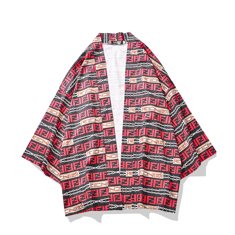 Традиционное японское кимоно yukata с фруктовым узором, мужской японский короткий халат, свободный японский кардиган kimomo, кимоно japones haori