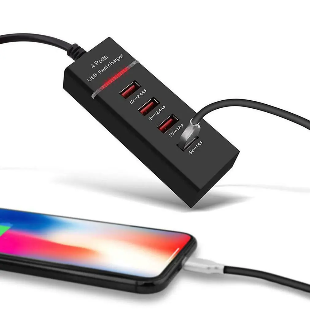 Мульти 4 Порты USB для мобильных телефонов для использования во время поездок, Зарядное устройство 5V 3A Быстрая зарядка для телефонов ЕС/США штекер • Мульти-защита