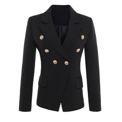 Moda runway estilo estrela jaqueta feminina botões de ouro duplo breasted blazer OuterwearS 5XL mulher jaqueta