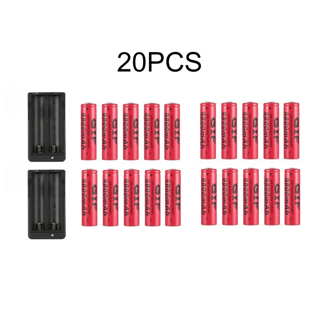 20 шт TR 18650 3,7 V 9800mAh емкость литий-ионная аккумуляторная батарея с двойным/четырьмя зарядным устройством для светодиодный фонарик батареи Прямая поставка