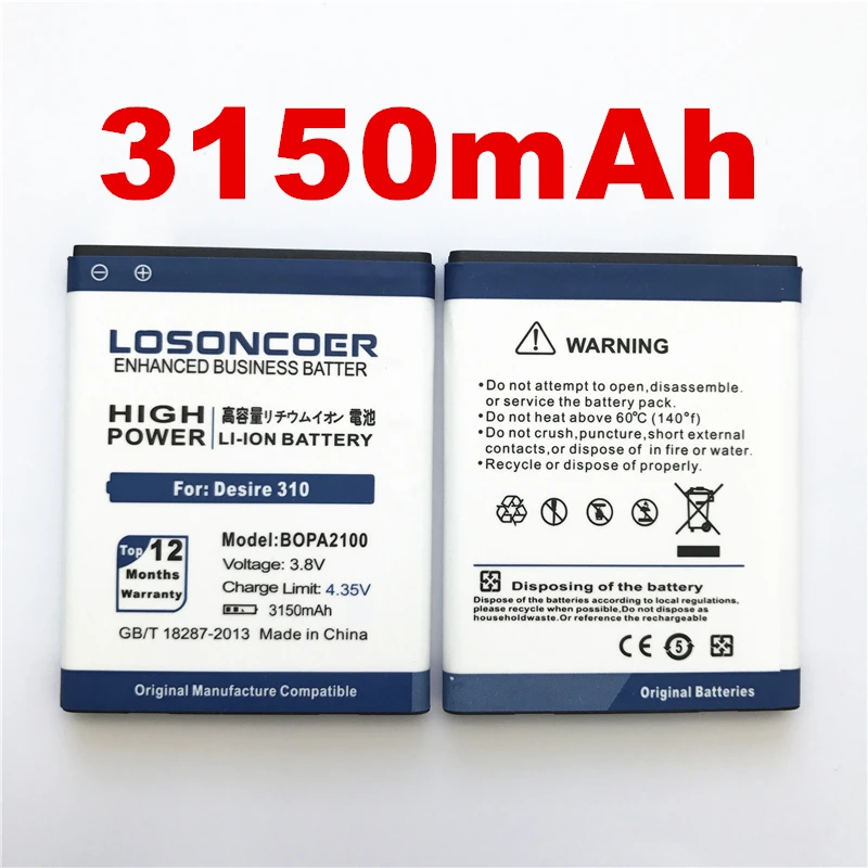 LOSONCOER 3150 мАч BOPA2100 высокое качество батарея для htc Desire 310 310 Вт Батарея