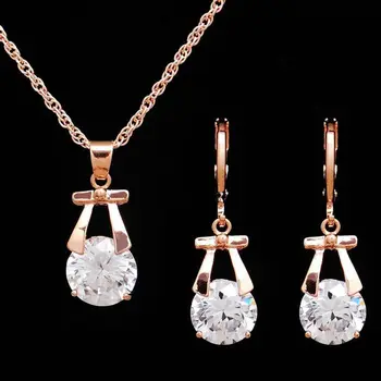 

TSHOU224 Bridal Jewelry Crystal Earrings Jewelry Set Bow Pendant earring set