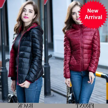

Jackets Women Down Ultra Light Down Jacket Women Feather Jackets Double Side Reversible Lightweight Warm Coats