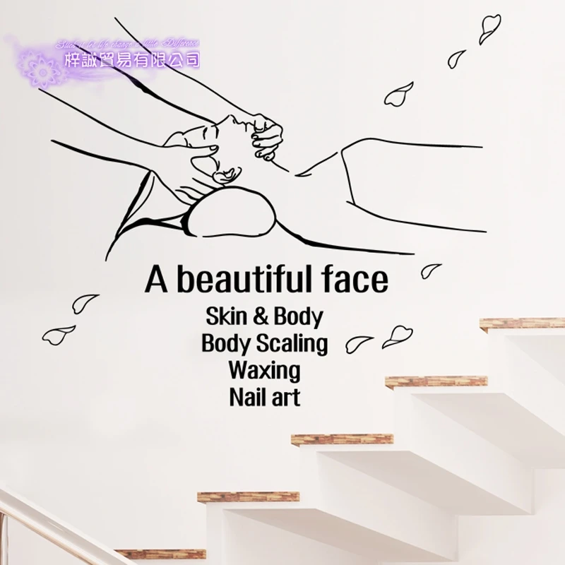 DCTAL Beauty Salon Sticker Spa Massage Decal Beauty Posters Vinyl Wall Decals Decor Mural Beauty Salon Sticker