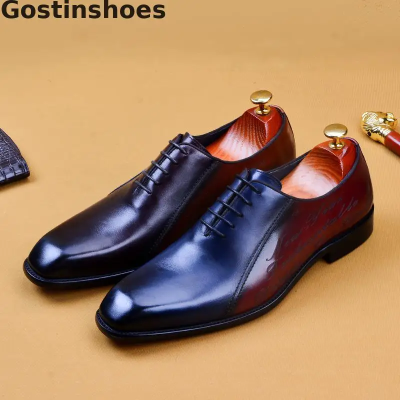 Классические мужские туфли из коровьей кожи; цвет коричневый, синий; модельные туфли; оксфорды; мужские деловые туфли на шнуровке; роскошные кожаные туфли с перфорацией