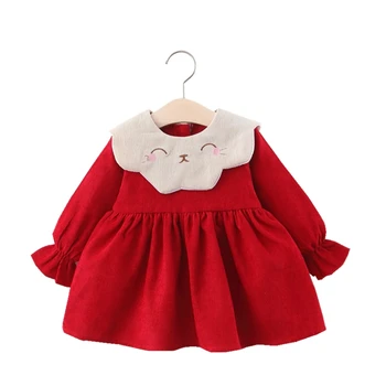 

Infant Clothing For Cartoon Birthday Dress Toddler Kids Long Sleeve Petals Collar Casual Princess Dresses Newborn Girls Vestidos