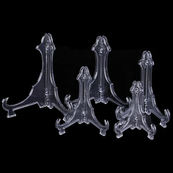 

Hot! 5PCS Mini Clear Plastic Coin Minerals Plates Cards Badge Display Easel Stand Holder