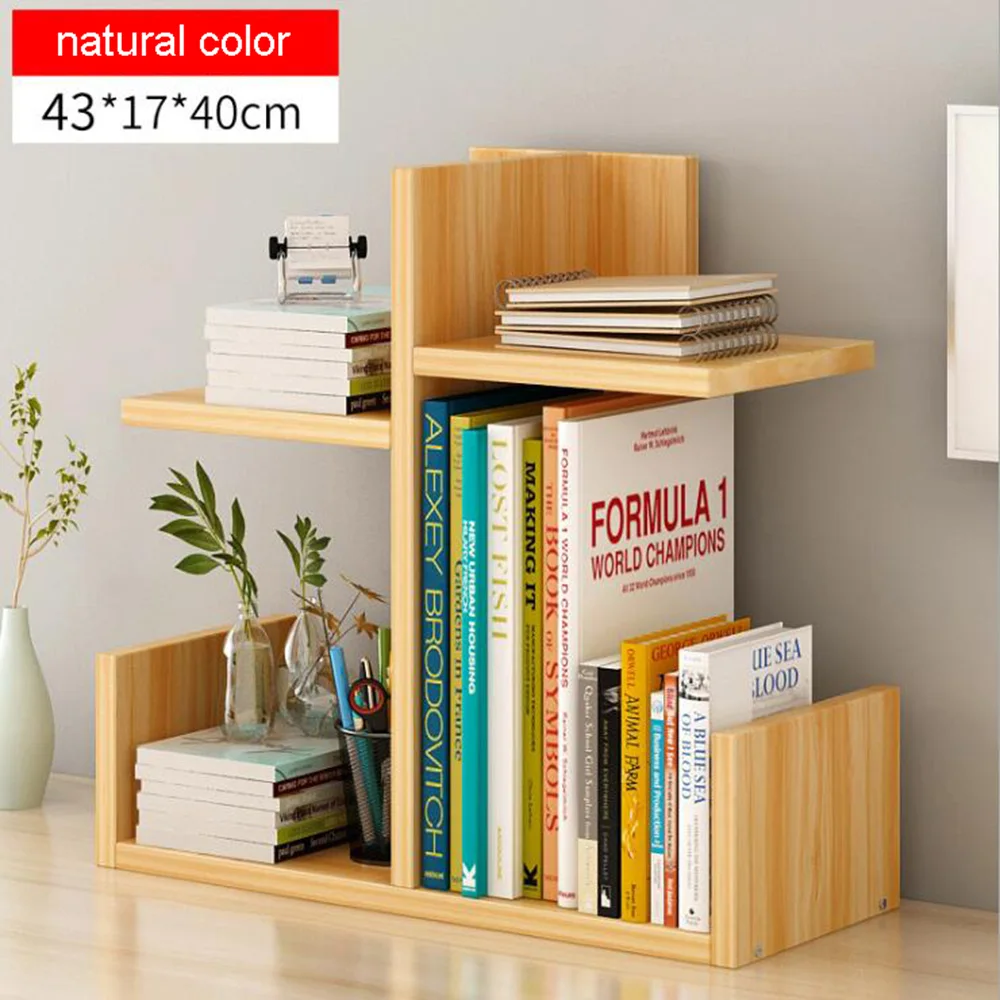 natural color Домашний деко книжная полка деревянная детская книжная полка Домашний Настольный книжный шкаф многосеточный простой современный Настольный органайзер полка - Цвет: natural color