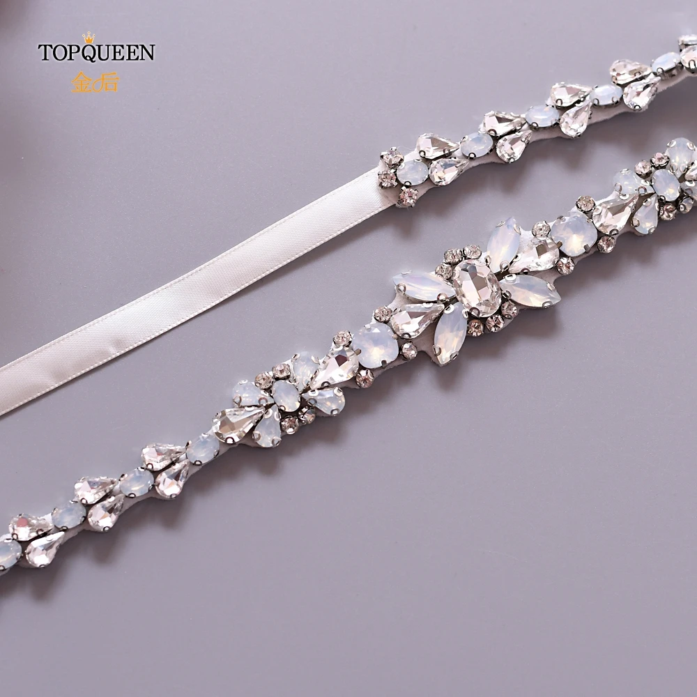TOPQUEEN S384 пояс для платьев женский свадебный пояс для платья жемчужный пояс с блестками Серебряная лента Выпускной вечер Стразы пояс