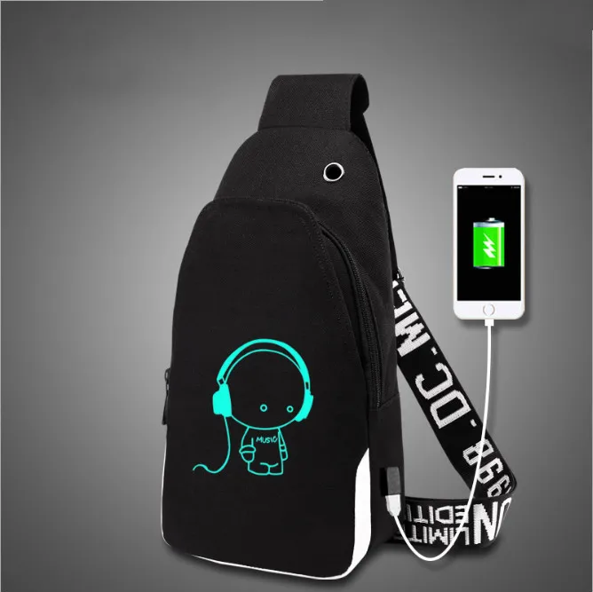 Маленькие сумки через плечо с usb зарядкой для женщин, сумка-мессенджер, противоугонная светящаяся Мужская нагрудная сумка, водонепроницаемая дорожная сумка через плечо - Цвет: A style usb