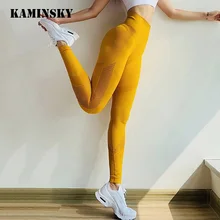 Kaminsky/штаны с высокой талией женские леггинсы для спортзала розовые бесшовные леггинсы для занятий спортом и фитнесом, женские сексуальные леггинсы