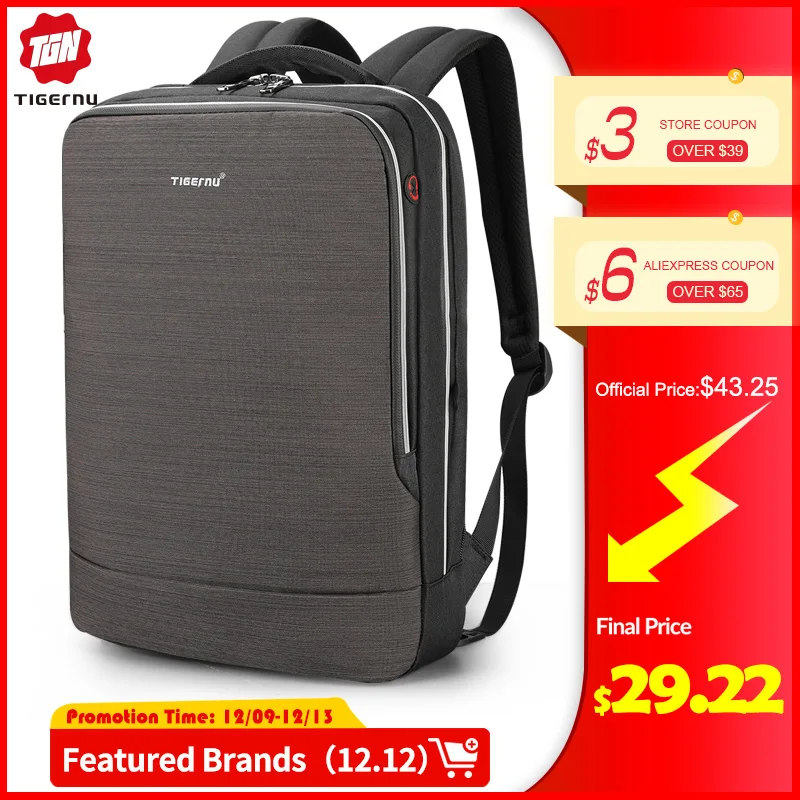 Tanie Nowy Tigernu plecak męski 4.0A USB szybkie ładowanie Anti Theft plecak mężczyzna do 15.6 Laptop biznesu plecak podróżny mężczyźni Mochila