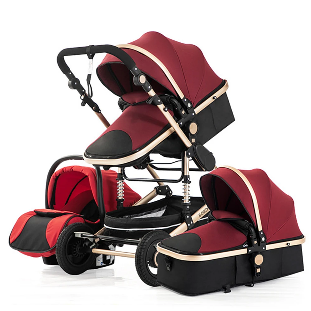 

Baby Stroller, 3-in-1 Convertible Bassinet Reclining Stroller, Foldable Pram Carriage with 5-Point Harness,Aluminum Structure,