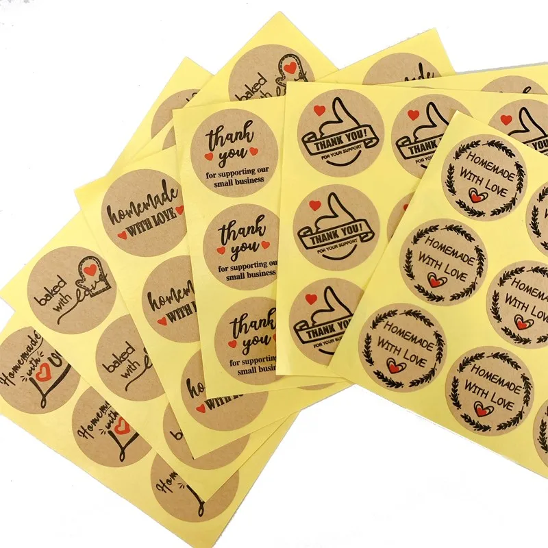 Guantes redondos de Papel Kraft para negocios pequeños, manoplas redondas caseras con amor, 6 opciones, 35mm, venta al por 1200 _ - AliExpress Mobile
