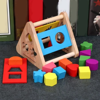 

Baby Blocks Shape Matching Building Blocks Educational Toy Triangular Intelligence Box Toy 2020 New