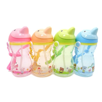 

430ML BPA Free Cartoon Water Bottle With Straw Sport Bottles Hiking Climbing Bottle For Water My Children Healthy Drinking Hot