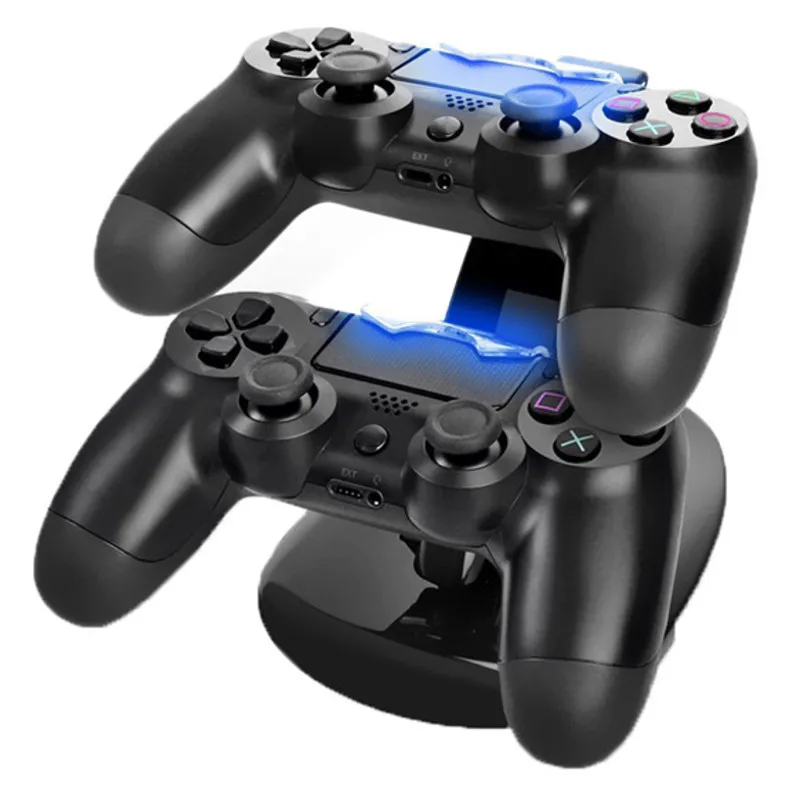 2 игровой контроллер зарядная станция Подставка для PS4 контроллер топ продаж ПВХ-ткань черного цвета зарядная станция с двумя USB
