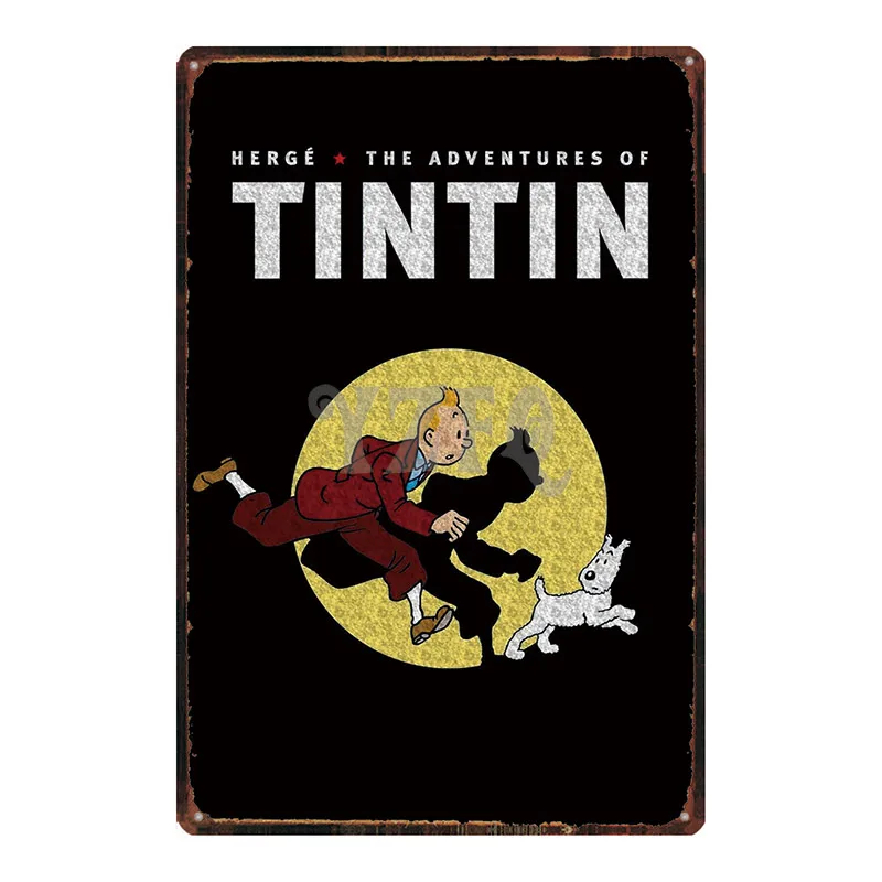 Tintin автомобиль мультфильм металлическая жестяная вывеска потертый шик Винтаж таблички стена для детской комнаты бар домашнего искусства ремесло кино декор 30X20 см DU-2923 - Цвет: DU2922