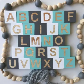 

26PCS Whole Alphabet Set Kids Natural Wooden Letter Building Blocks Craft Early Learning Educational Toys Baby Room Decor