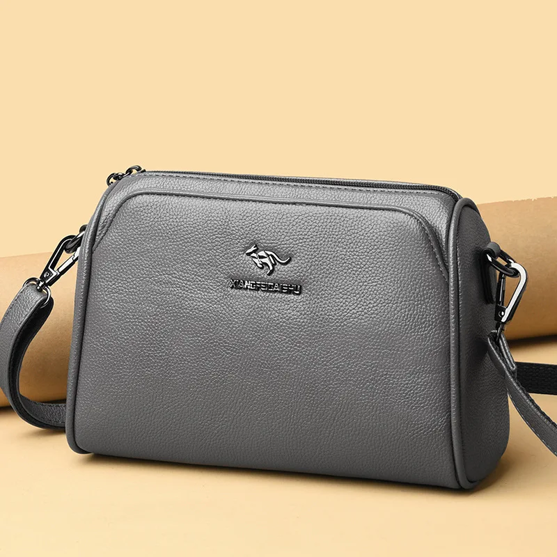 

2019 New Style Simple Women's Handbag Versatile Fashion ruan pi bao Embossed Leather Middle-aged Mom Crossbody Bag