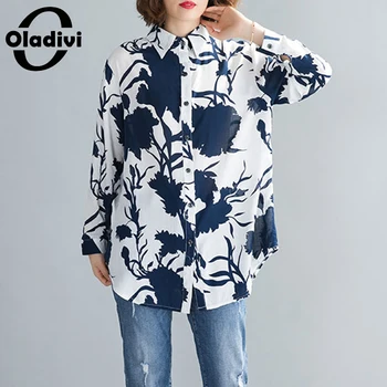 

Oladivi Plus Size Women Tops Fashion Ladies Spring 2020 Printed Shirts Casual Loose Tees Girl Long Sleeve Blouse Tunic Blusa 4XL