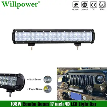 

Offroad Car Bumper 108W 17" LED Light Bar For Jeep 4x4 Truck Pickup UTV SUV Projector Lens LED Bar Driving Fog Lamp Spotlights