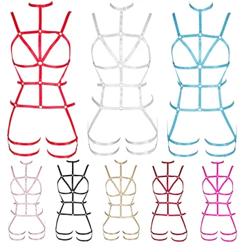 

Full Body Harness Goth Garter Set Halloween Sexy Lingerie Bondage Harness Elastic Body Harness Cage Bra Wedding Leg Garter Belt