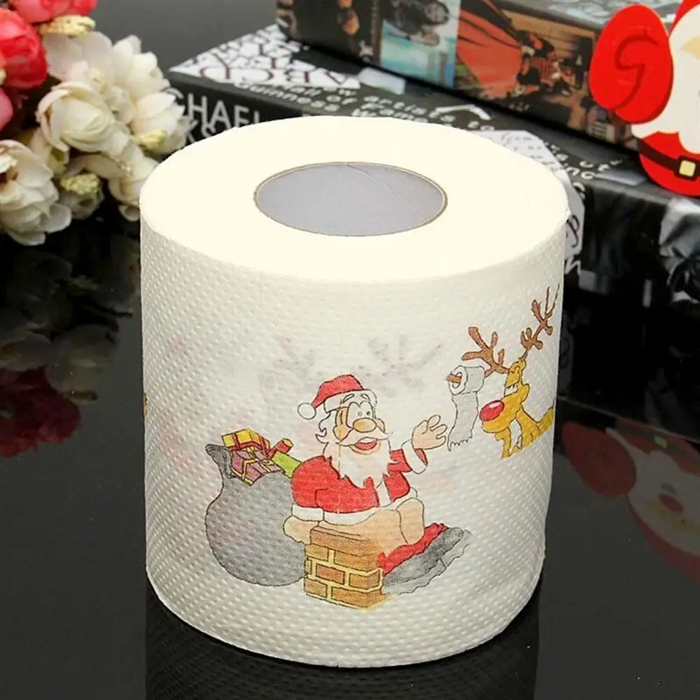 1 рулон Санта Клаус/олень рождественские товары печатная туалетная бумага для ванной комнаты туалетный рулон бумажных салфеток подарки на Рождество Декор