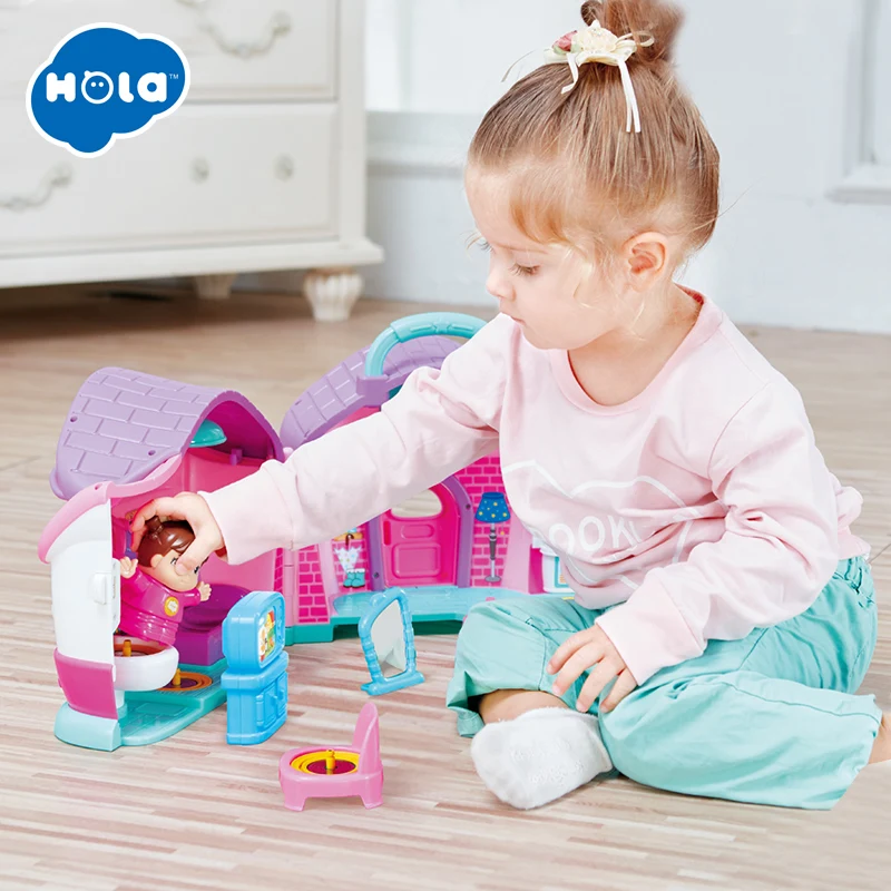 

HOLA TOYS 3128B Families House Princess Dollhouse Diy Villa Castle With Furnitures Simulation Dream for girls gifts