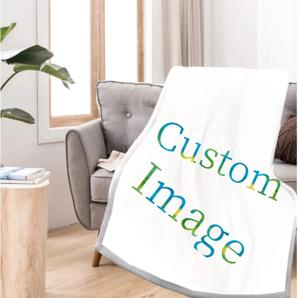 

Any Image Customize Throw Blanket Sherpa Fleece Blanket Reactive Printing Sofa Cover Travel Picnic Nap Blanket for Adults Kids