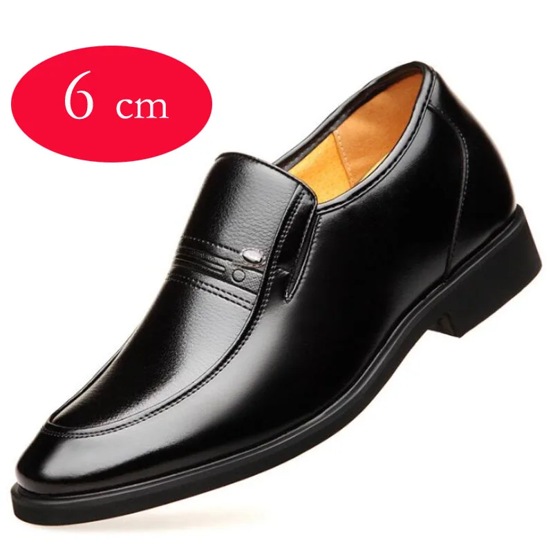 Increased 6cm Formal Shoes Hidden Heel Men Wedding Oxfords Heighten Tall Dress Leather Footwear mens leather dress shoes