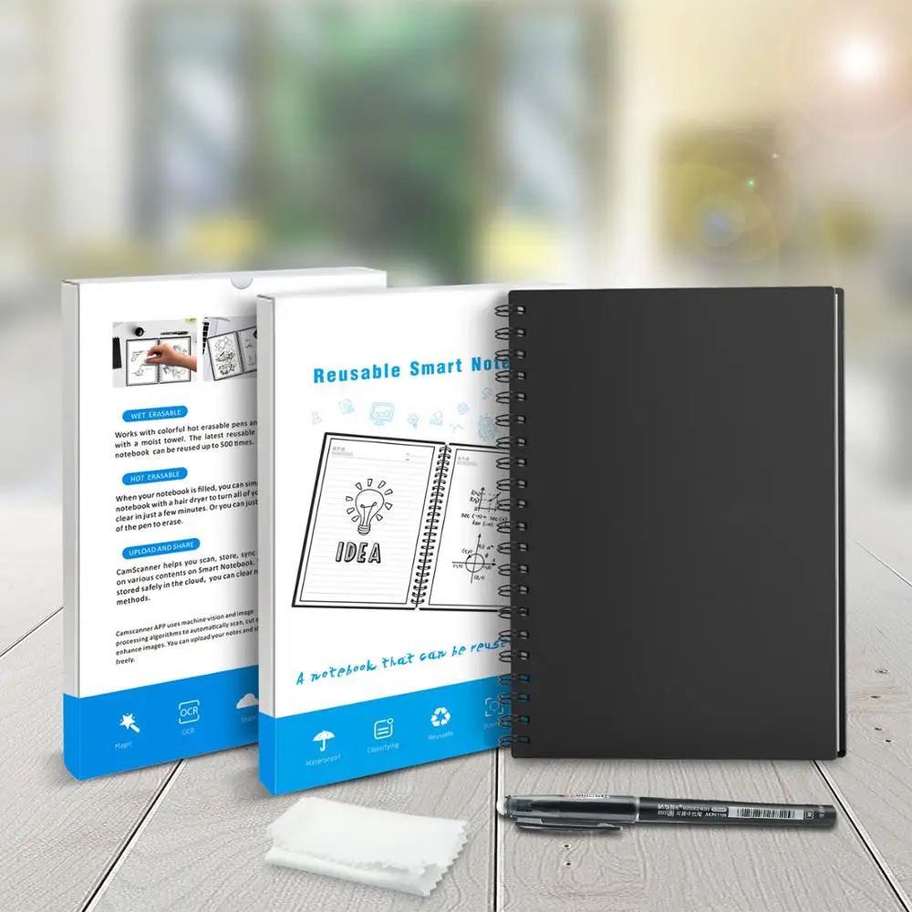

New arrival Smart Erasable Notebook Waterproof black cover Spiral Cloud Flash Storage Notebbook Memo Note Pad With Pen